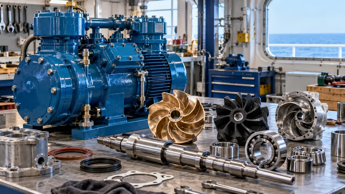Marine spare parts, compressor, shaft and bearings